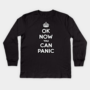 UK Panic Keep Calm British Parody Kids Long Sleeve T-Shirt